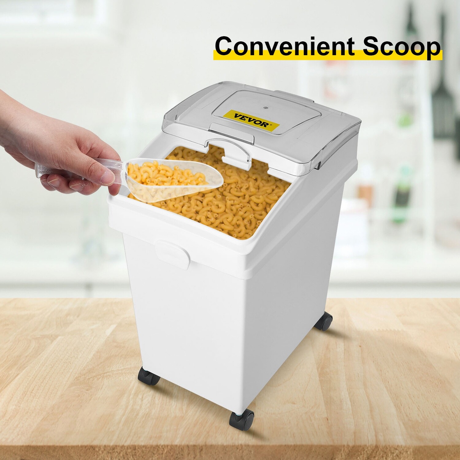 Flour Bins on Wheels, 5.5 Gallon Capacity, Set of 3, Heavy-Duty Ingredient Storage Bins with Airtight Lids for Kitchen Use