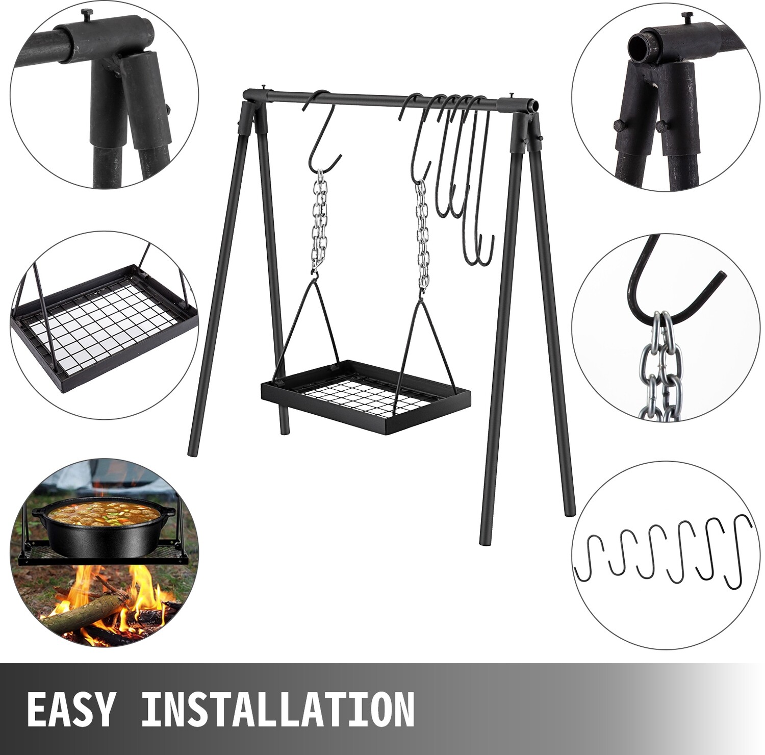Outdoor Cooking Cabon Steel Campfire Cooking Equipment, Campfire Cooking Stand