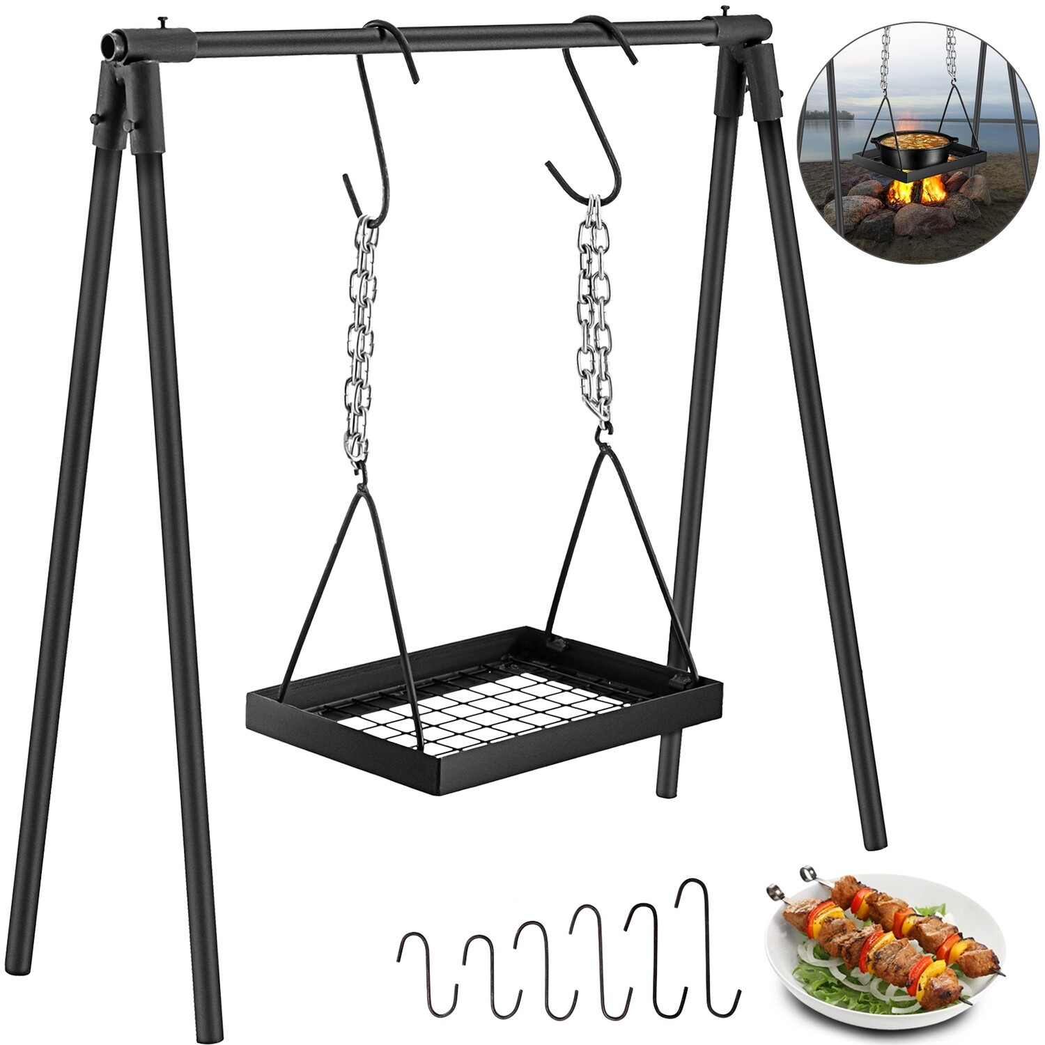 Outdoor Cooking Cabon Steel Campfire Cooking Equipment, Campfire Cooking Stand