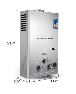 6L Instantaneous Propane Gas Water Heater - Stainless Steel Tankless Hot Water Heater for LPG, Efficient and Compact Design
