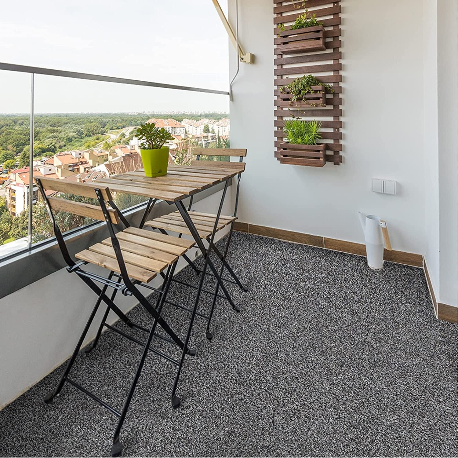 Indoor Outdoor Artificial Fake Grass Mat Greyish Synthetic Turf, Durable Garden Terrace Rug 300 x 430 cm (9ft 10in x 14ft 1in)