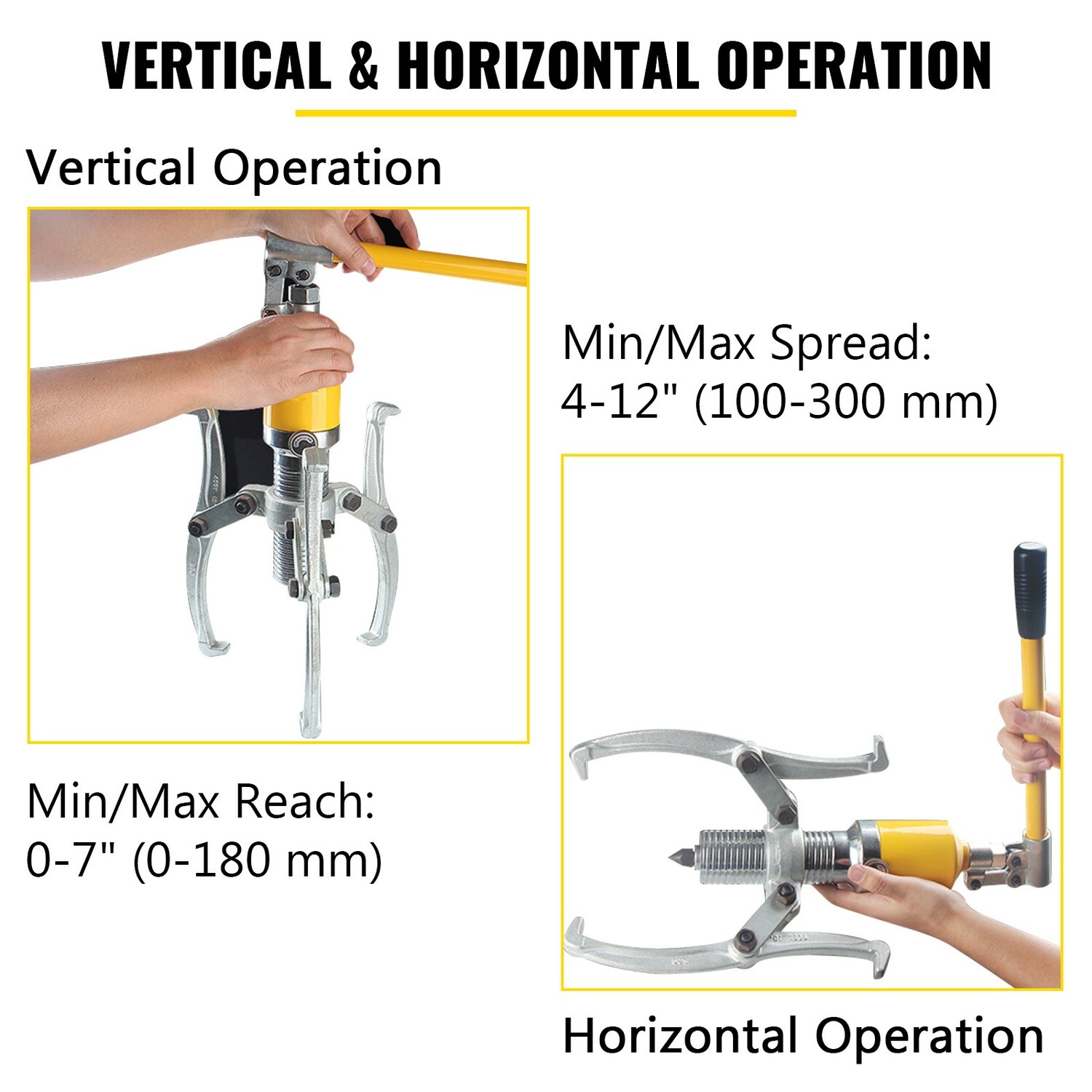 15 Ton Hydraulic Wheel Bearing and Gear Puller with 2/3 Jaws and Case – Heavy-Duty Separator Tool for Bearings