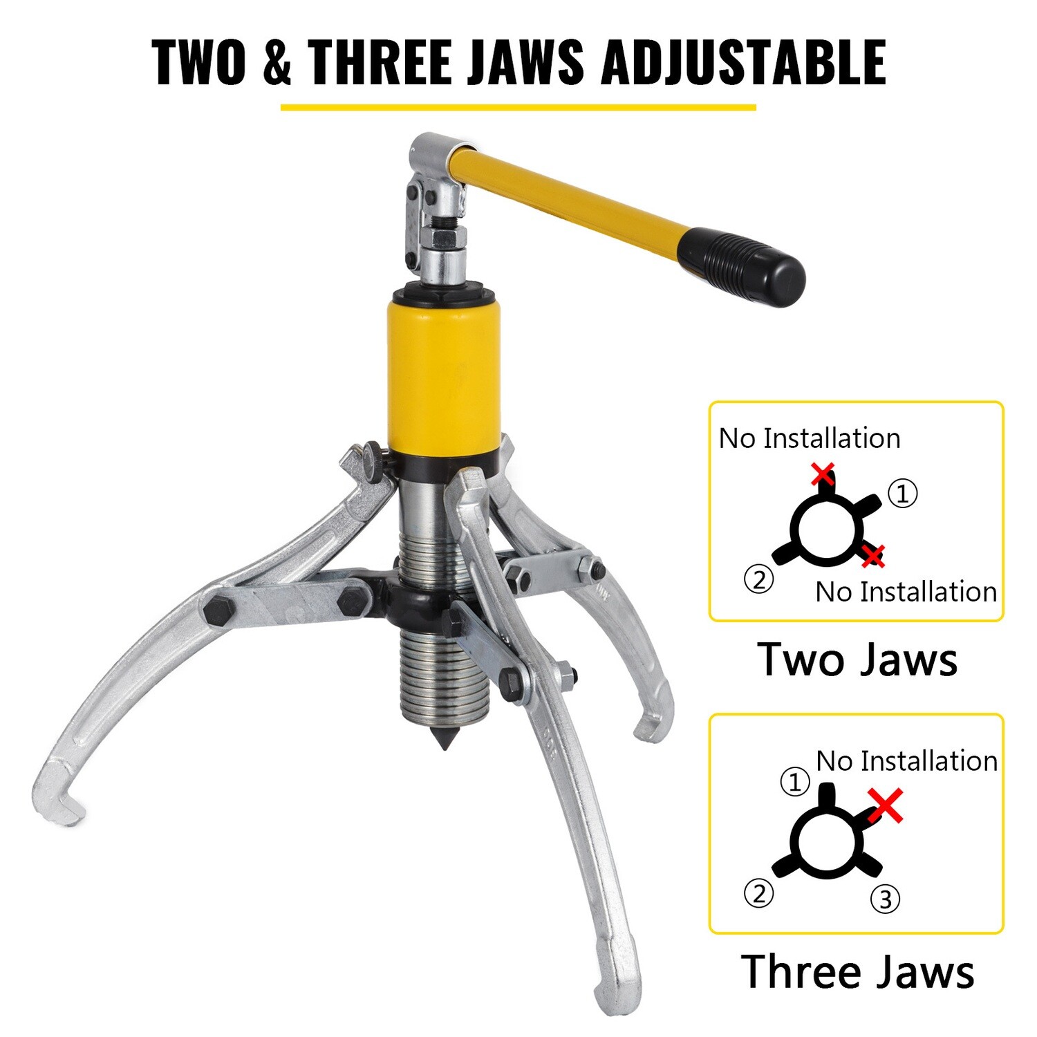 15 Ton Hydraulic Wheel Bearing and Gear Puller with 2/3 Jaws and Case – Heavy-Duty Separator Tool for Bearings