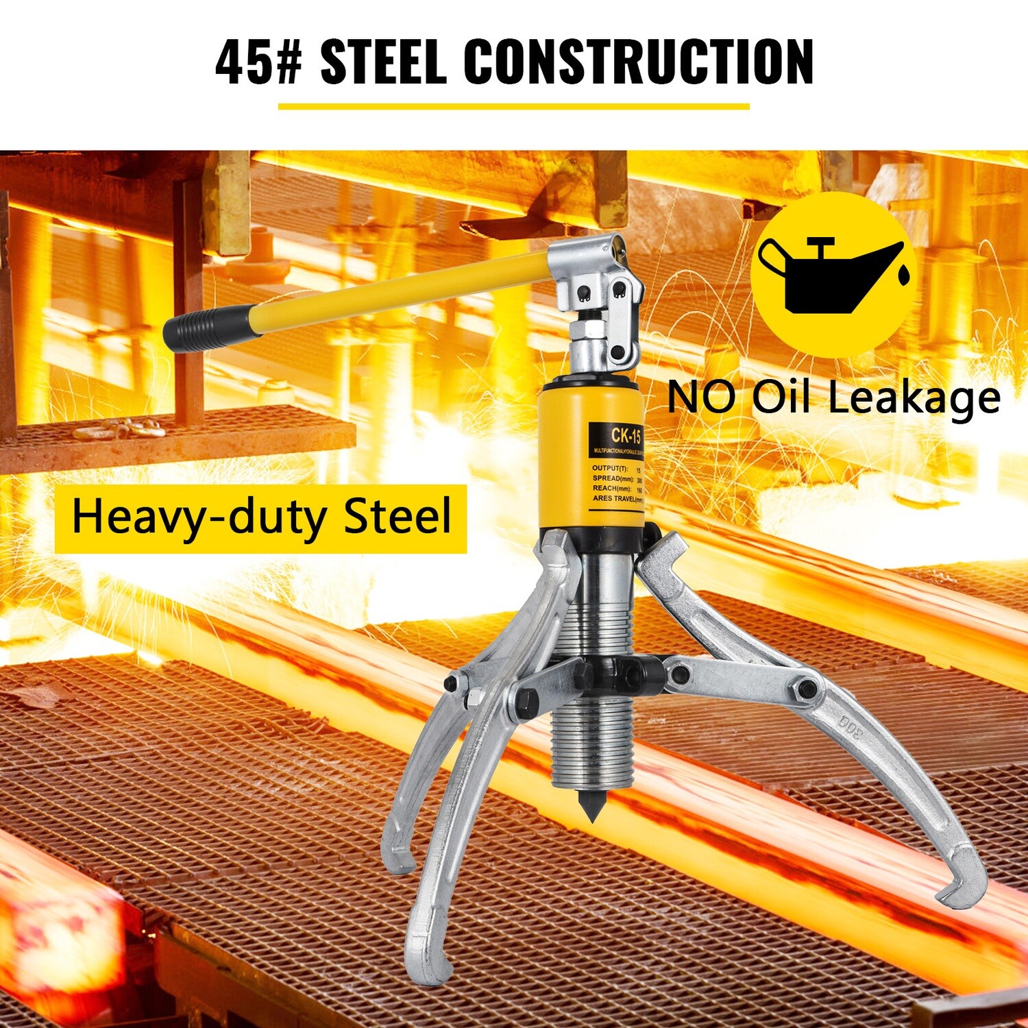 15 Ton Hydraulic Wheel Bearing and Gear Puller with 2/3 Jaws and Case – Heavy-Duty Separator Tool for Bearings