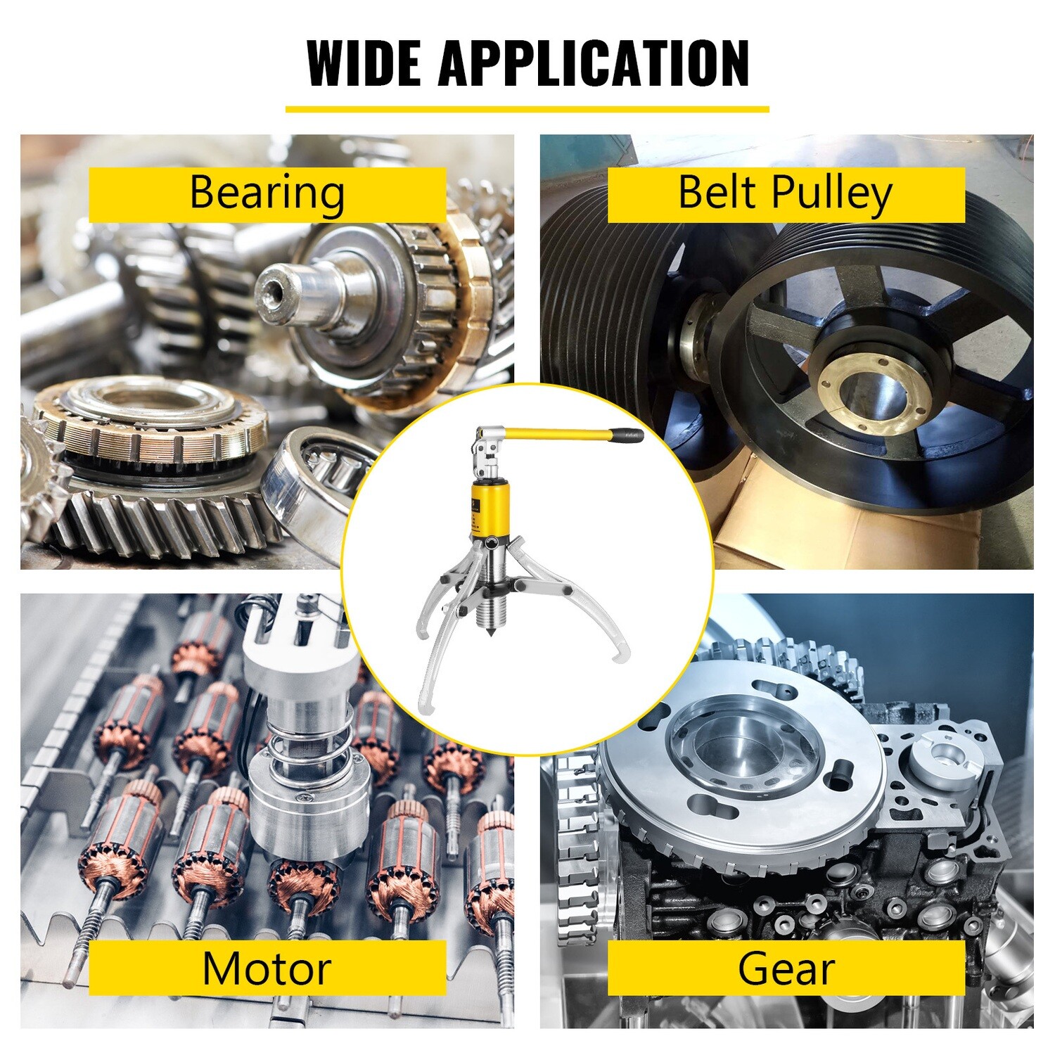 15 Ton Hydraulic Wheel Bearing and Gear Puller with 2/3 Jaws and Case – Heavy-Duty Separator Tool for Bearings