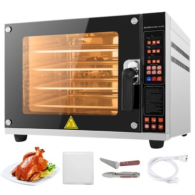 Electric Commercial Convection Oven with 4 Stainless Steel Baking Trays – High-Performance Bakery Equipment for Professional Kitchens
