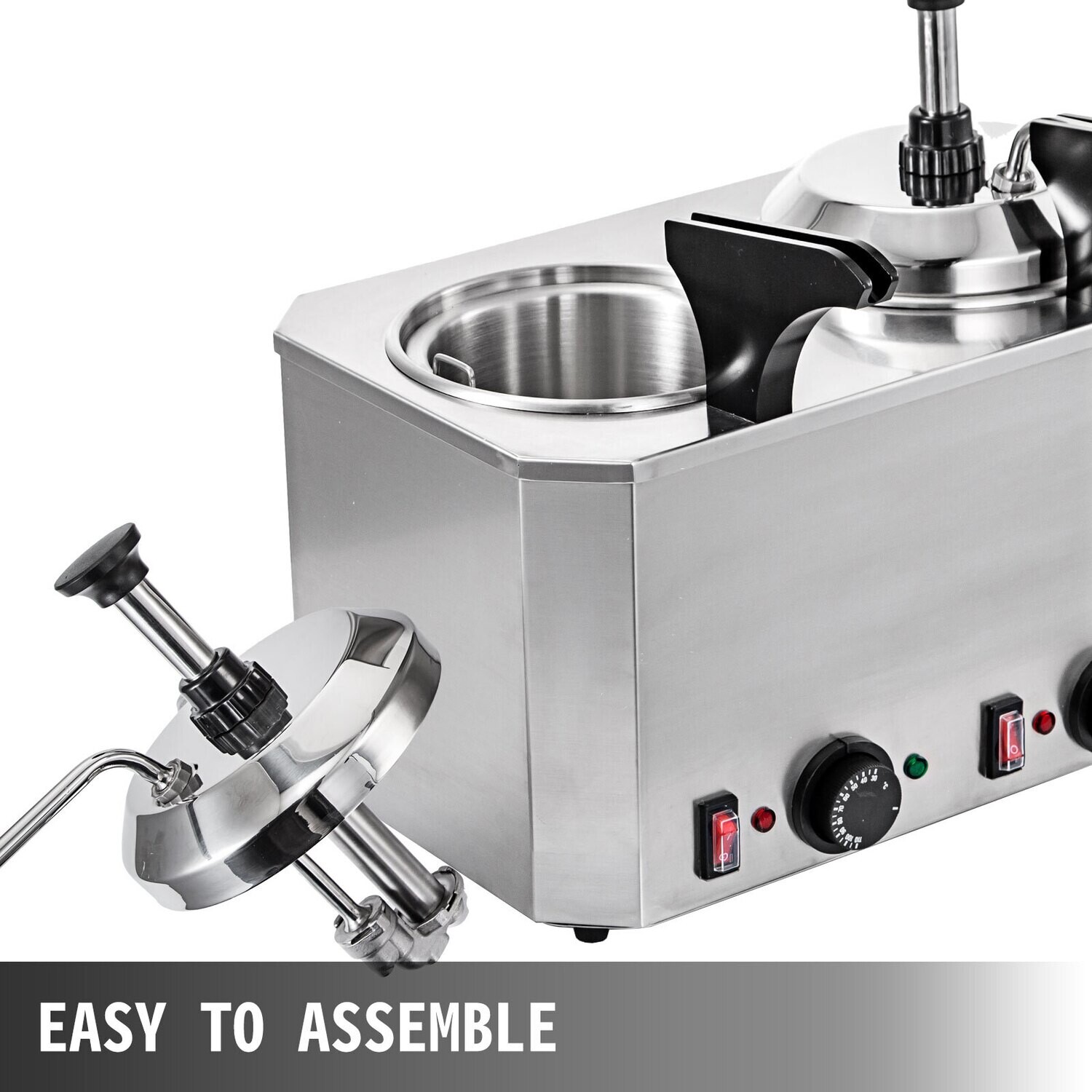 Stainless Steel Cheese Pump 30-110℃ Nacho Cheese Warmer with Heating Blocks Nacho Cheese Dispenser with Pump 10-30ML Per Time