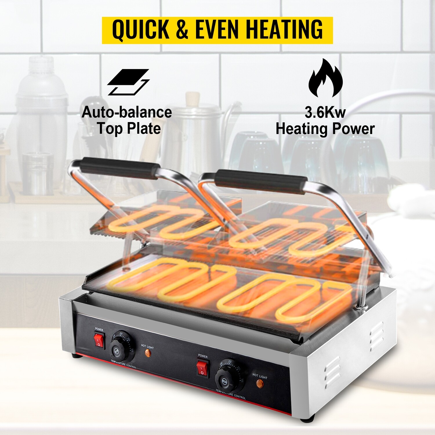 Double-Sided Electric Griddle Contact Grill – Panini Press and BBQ Maker for Indoor Grilling by Pannini