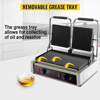 Double-Sided Electric Griddle Contact Grill – Panini Press and BBQ Maker for Indoor Grilling by Pannini