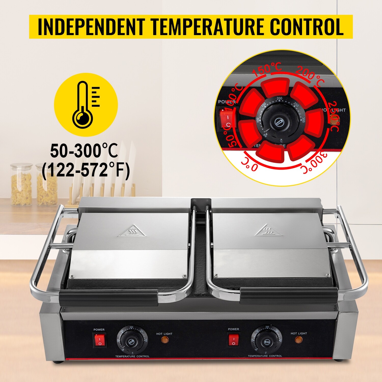 Double-Sided Electric Griddle Contact Grill – Panini Press and BBQ Maker for Indoor Grilling by Pannini