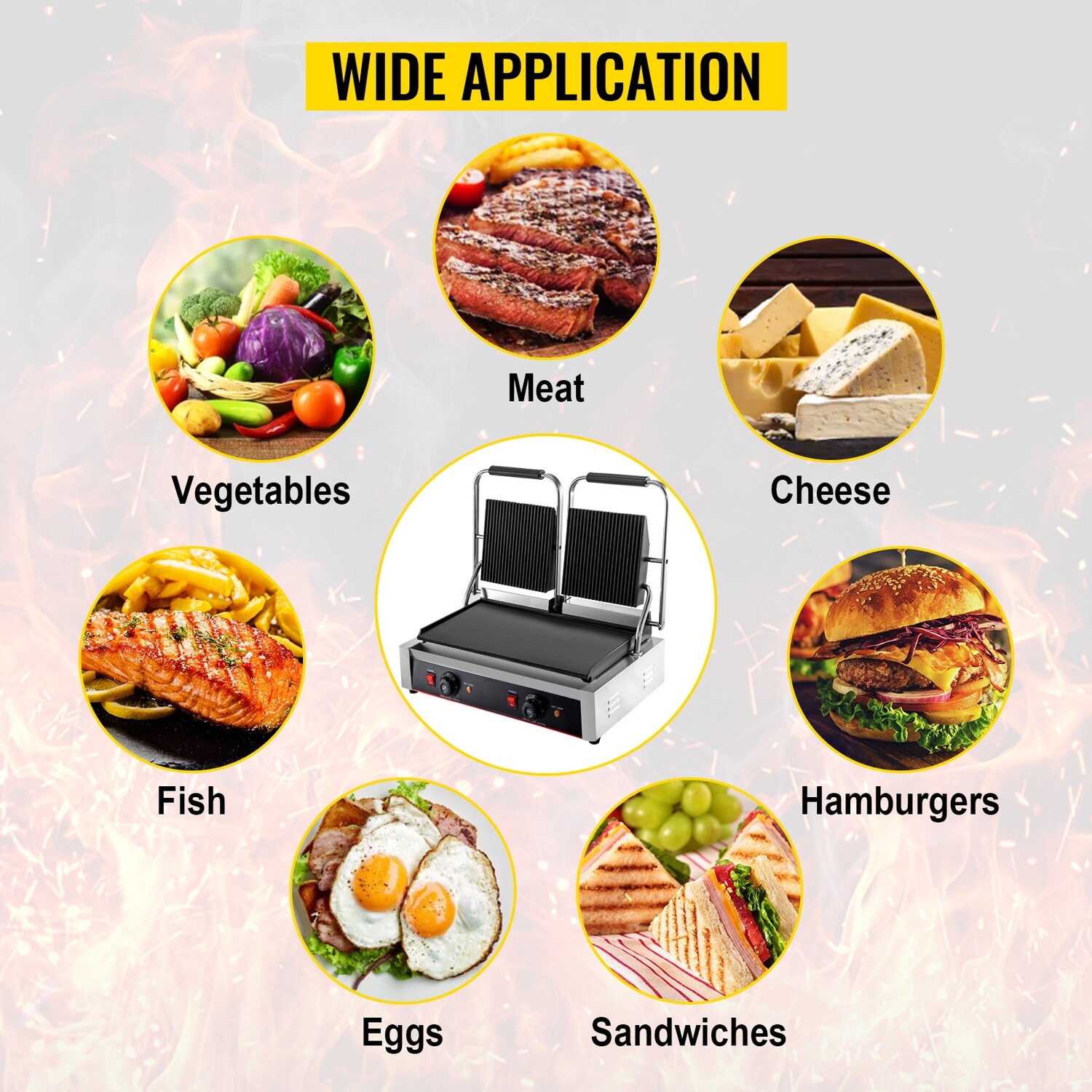 Double-Sided Electric Griddle Contact Grill – Panini Press and BBQ Maker for Indoor Grilling by Pannini