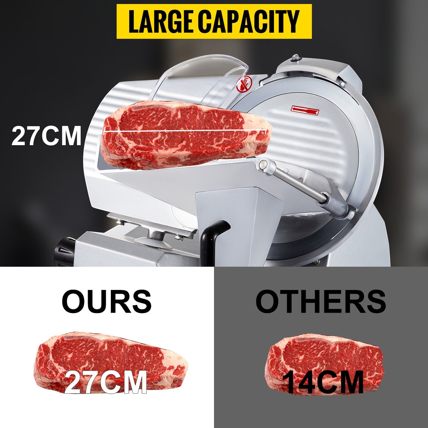 Commercial Meat Slicer with 8&quot; Chromium-Plated Steel Blade, Silver, High-Precision Cutting for Deli, Kitchen, or Restaurant