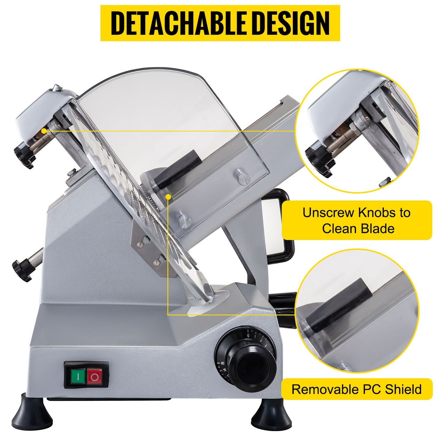 Commercial Meat Slicer with 8&quot; Chromium-Plated Steel Blade, Silver, High-Precision Cutting for Deli, Kitchen, or Restaurant