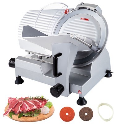 Commercial Meat Slicer with 8&quot; Chromium-Plated Steel Blade, Silver, High-Precision Cutting for Deli, Kitchen, or Restaurant