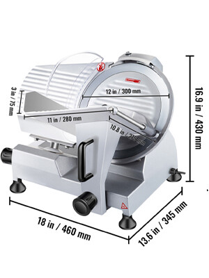 Commercial Meat Slicer with 8&quot; Chromium-Plated Steel Blade, Silver, High-Precision Cutting for Deli, Kitchen, or Restaurant