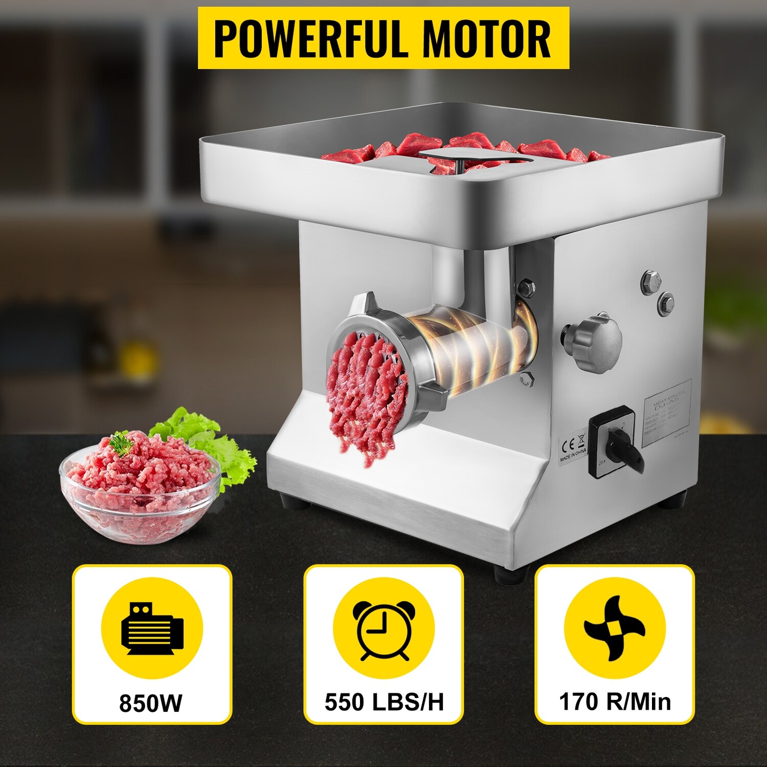 Electronic Meat Grinder Stainless Steel 850W – Sausage Maker and Meat Grinder for Efficient Home and Commercial Use