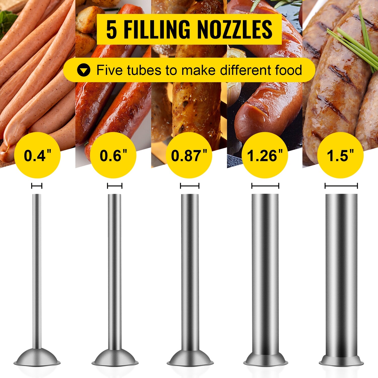 Commercial Stainless Steel Horizontal 5 Nozzles 5l Sausage Stuffer Filler