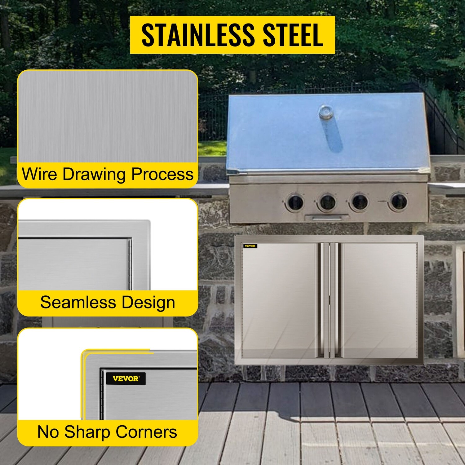 Outdoor kitchen access doors measuring 914 x 610 mm BBQ Doors made of stainless steel