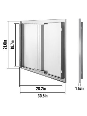 Outdoor kitchen access doors measuring 914 x 610 mm BBQ Doors made of stainless steel