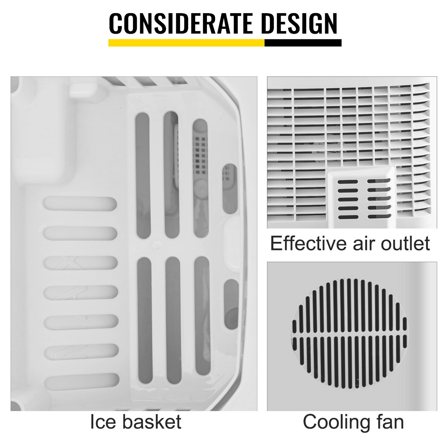 Countertop Portable Ice Maker, 12KG (26LB) per 24 Hours, Ice Scoop, 2 Cube Sizes for Home and Office