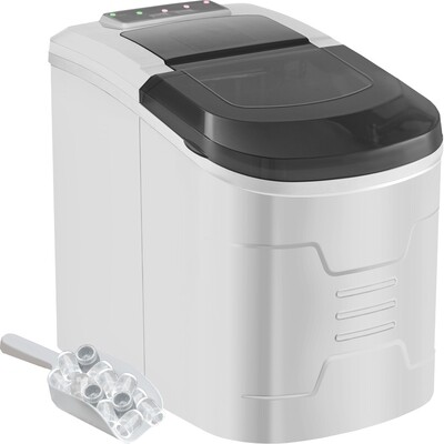 Countertop Portable Ice Maker, 12KG (26LB) per 24 Hours, Ice Scoop, 2 Cube Sizes for Home and Office