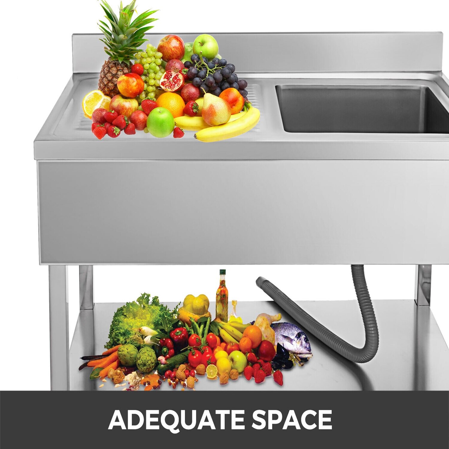 Garage Kitchen Utility Sink 100x60 cm with Left-Hand Installation, Durable and Functional Design for Home or Commercial Use