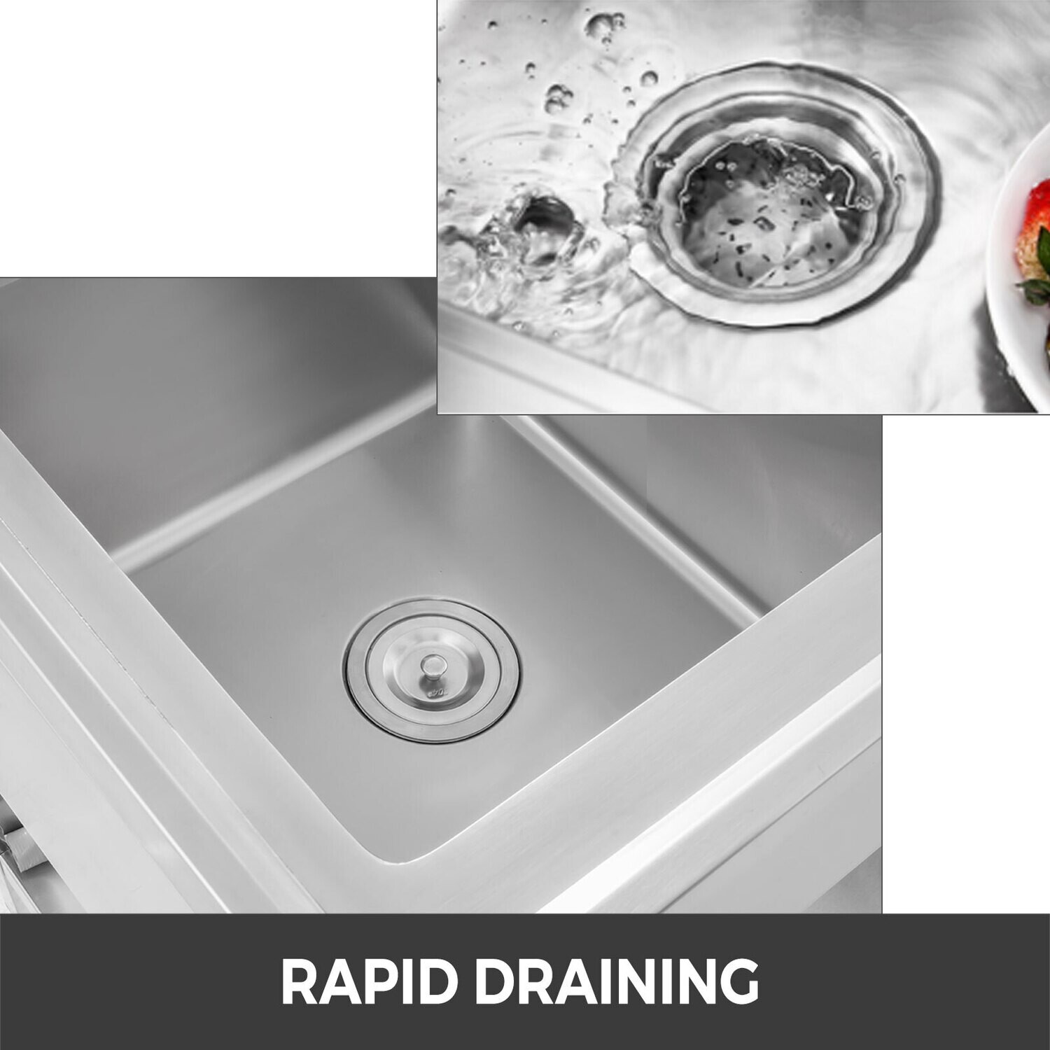 Garage Kitchen Utility Sink 100x60 cm with Left-Hand Installation, Durable and Functional Design for Home or Commercial Use
