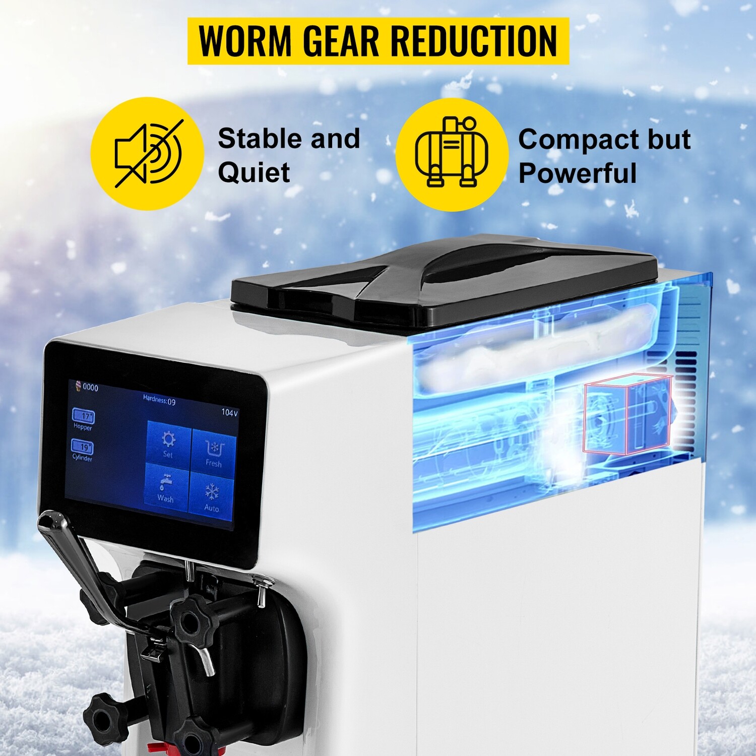 Commercial Soft Serve Ice Cream Maker, Frozen Yogurt Machine, White, 10-20L/H Capacity
