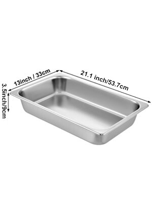 13L (13.7 Quart) Anti-Jam Stainless Steel Steam Table Pan – 4&quot; Deep, Set of 6 for Catering and Food Service