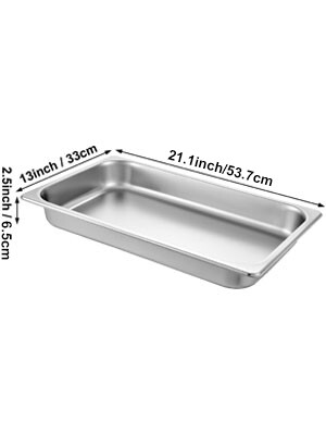 8.5L/8.9 Quart 65mm Deep Steam Table Pan - Full Size Stainless Steel Anti-Jam, 6 Pack for Commercial Food Service and Storage