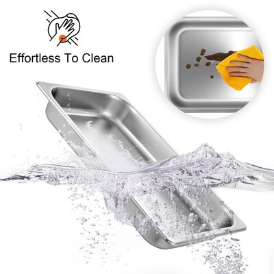 8.5L/8.9 Quart 65mm Deep Steam Table Pan - Full Size Stainless Steel Anti-Jam, 6 Pack for Commercial Food Service and Storage