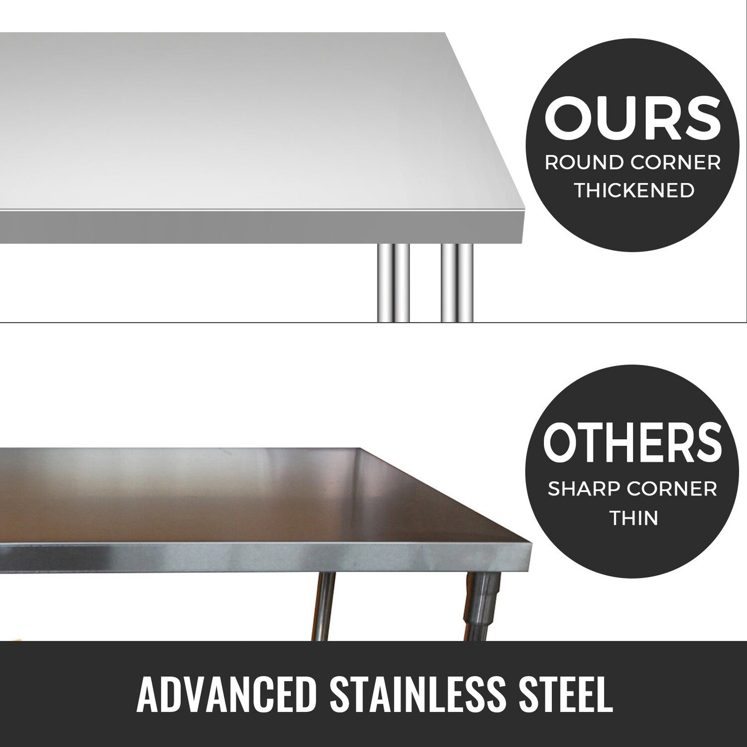 Stainless steel work table with wheels measures 30x18 inches for kitchen prep and catering