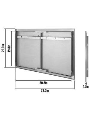 Commercial 83 x 55 cm BBQ Door, Double Access Door for Outdoor Kitchen, Stainless Steel, Durable and Weather-Resistant