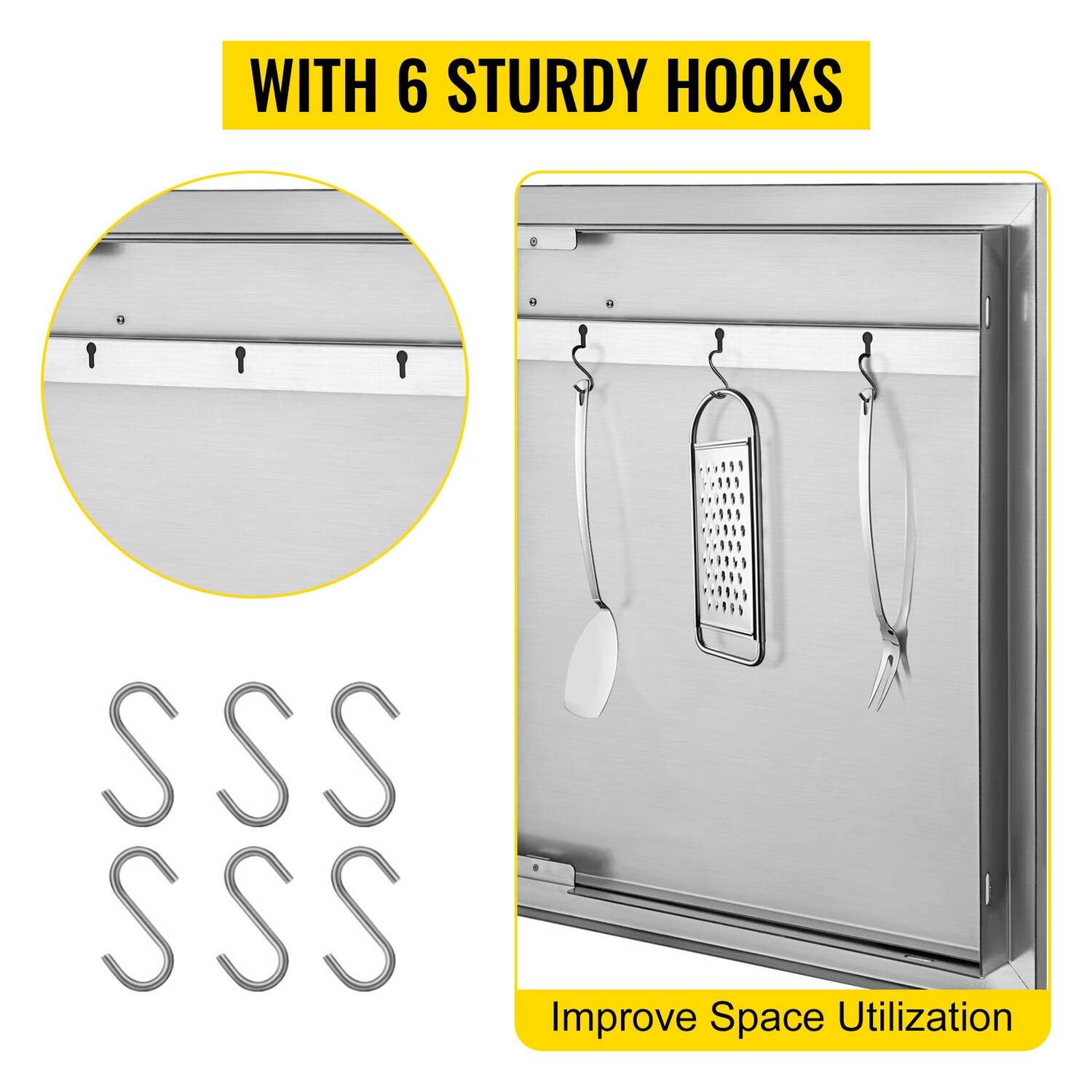 Commercial 83 x 55 cm BBQ Door, Double Access Door for Outdoor Kitchen, Stainless Steel, Durable and Weather-Resistant