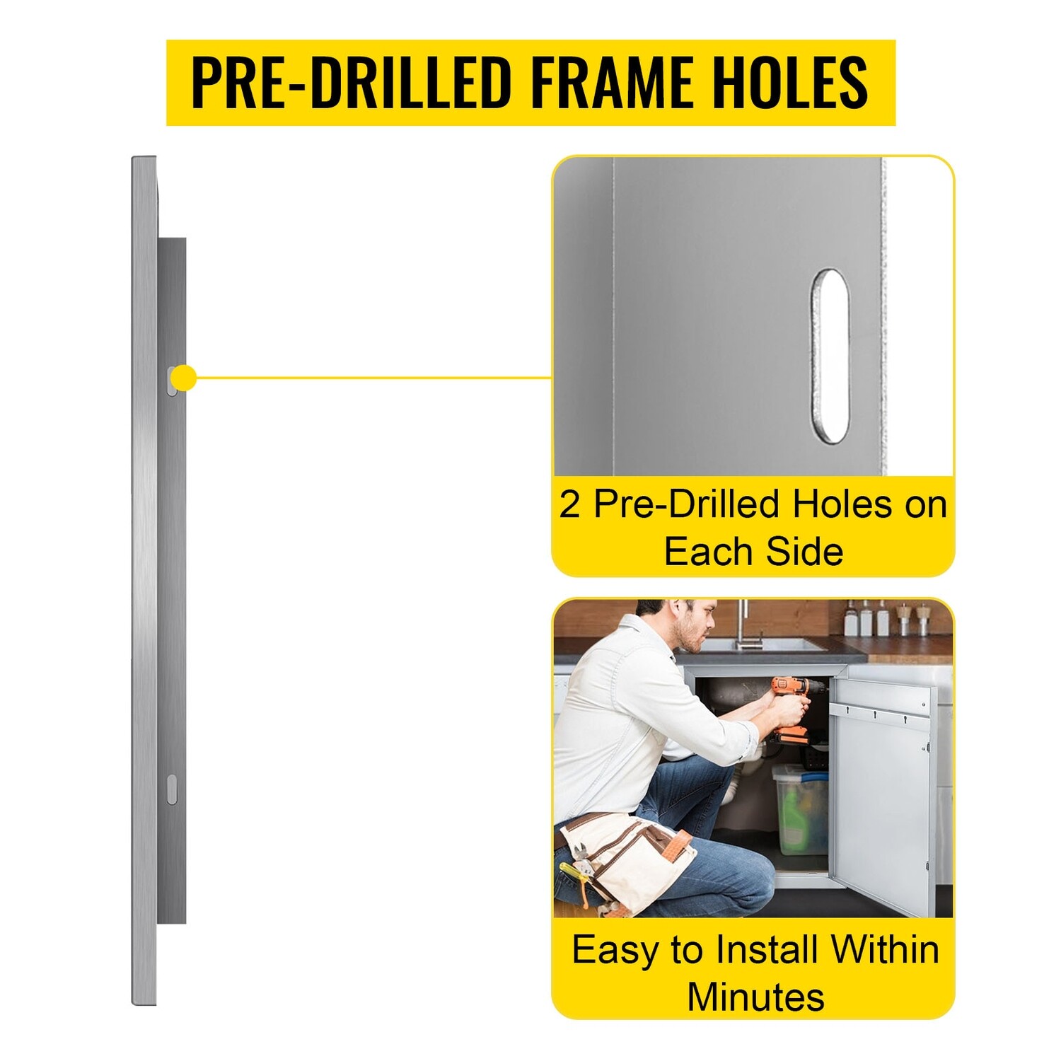 Commercial 83 x 55 cm BBQ Door, Double Access Door for Outdoor Kitchen, Stainless Steel, Durable and Weather-Resistant