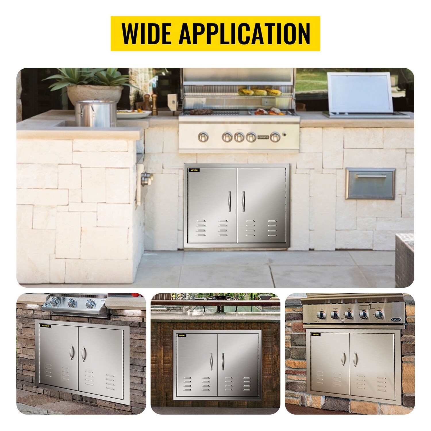 BBQ Access Door with Vent – 76x53cm Vertical Island Door with Rust-Proof Wall for Outdoor Kitchen Storage