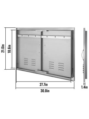 BBQ Access Door with Vent – 76x53cm Vertical Island Door with Rust-Proof Wall for Outdoor Kitchen Storage