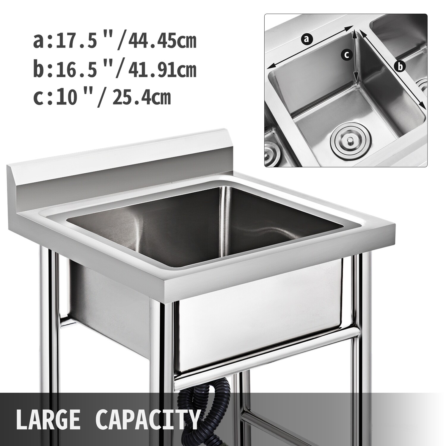 Commercial Stainless Steel Catering Sink – 60x60 cm, Single Bowl, Heavy-Duty for Kitchens, Restaurants, and Food Prep