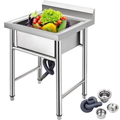 Commercial Stainless Steel Catering Sink – 60x60 cm, Single Bowl, Heavy-Duty for Kitchens, Restaurants, and Food Prep
