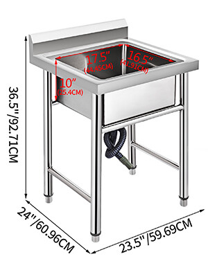 Commercial Stainless Steel Catering Sink – 60x60 cm, Single Bowl, Heavy-Duty for Kitchens, Restaurants, and Food Prep