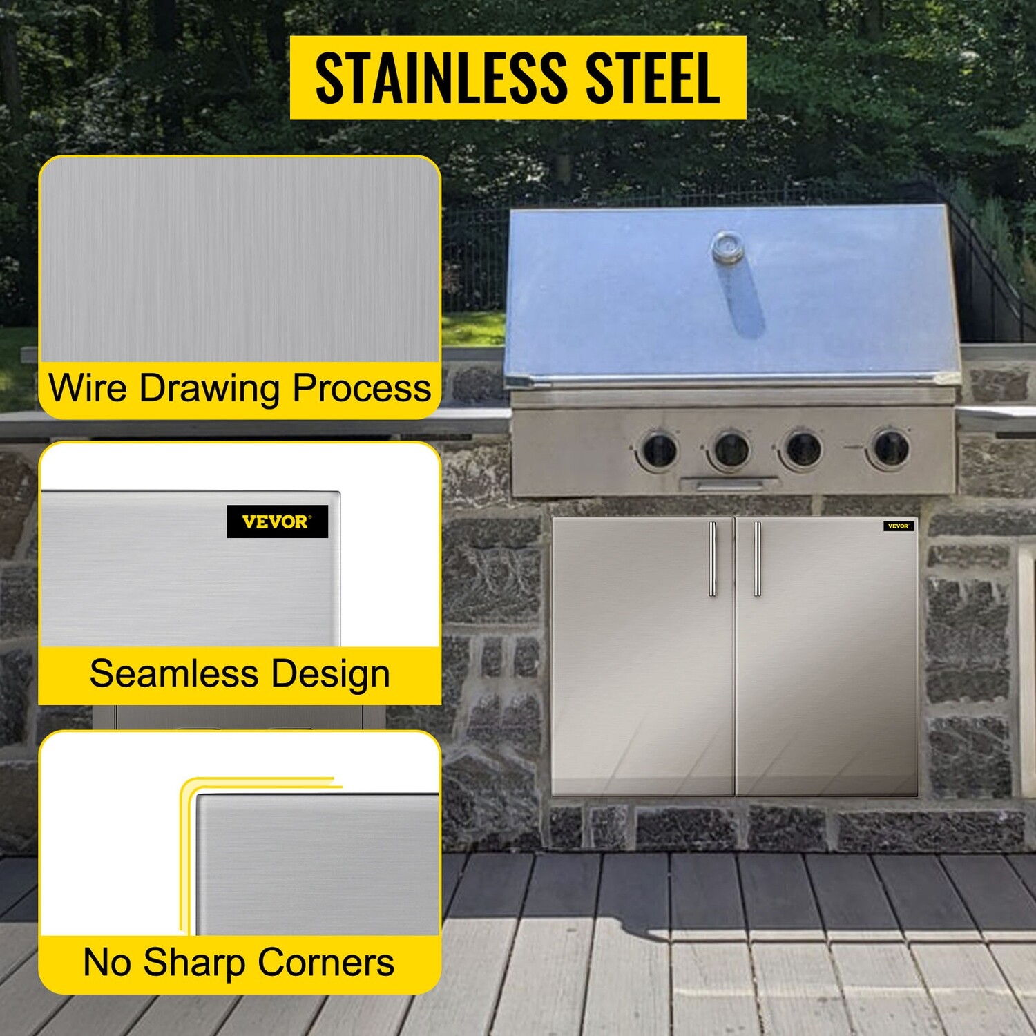 Larger Storage Outdoor Cabinet With 91x53cm BBQ Door Double Access Door For Grills