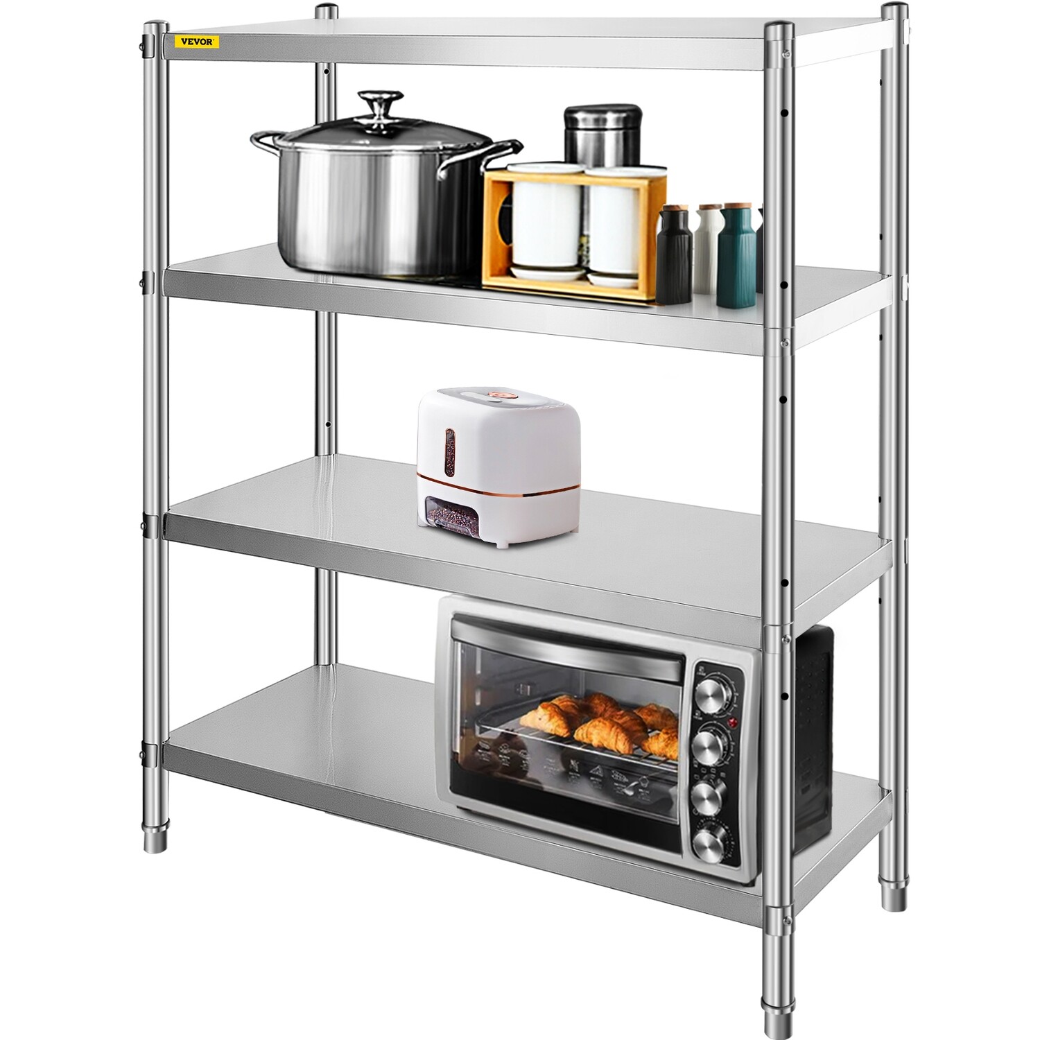 STAINLESS STEEL STORAGE SHELVING 600 KG LOAD FOR 4 SHELVES RACK SHELF