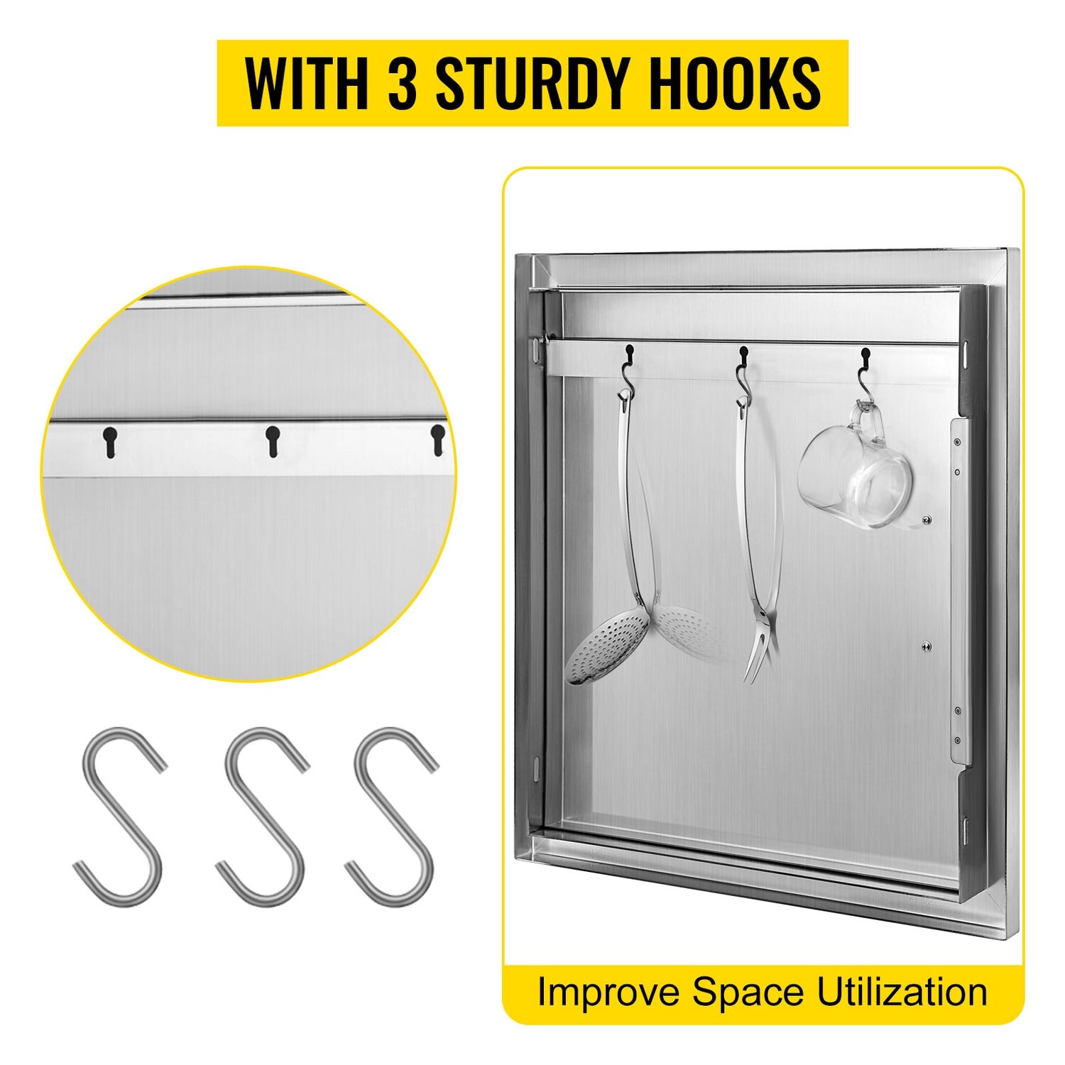 Stainless steel access door measuring 45 x 50 cm with a single island door for storage