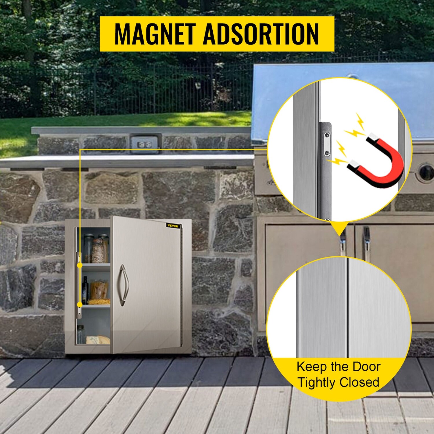 Stainless steel access door measuring 45 x 50 cm with a single island door for storage