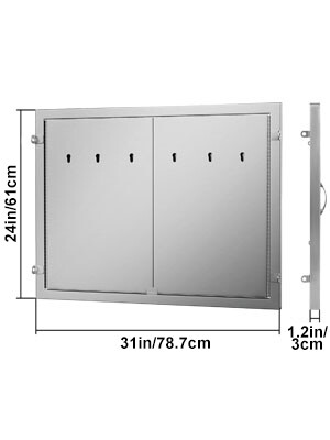 BBQ Kitchen Stainless Steel Double-Walled Door – 24&quot;H x 31&quot;W for Durable Outdoor Kitchen Storage