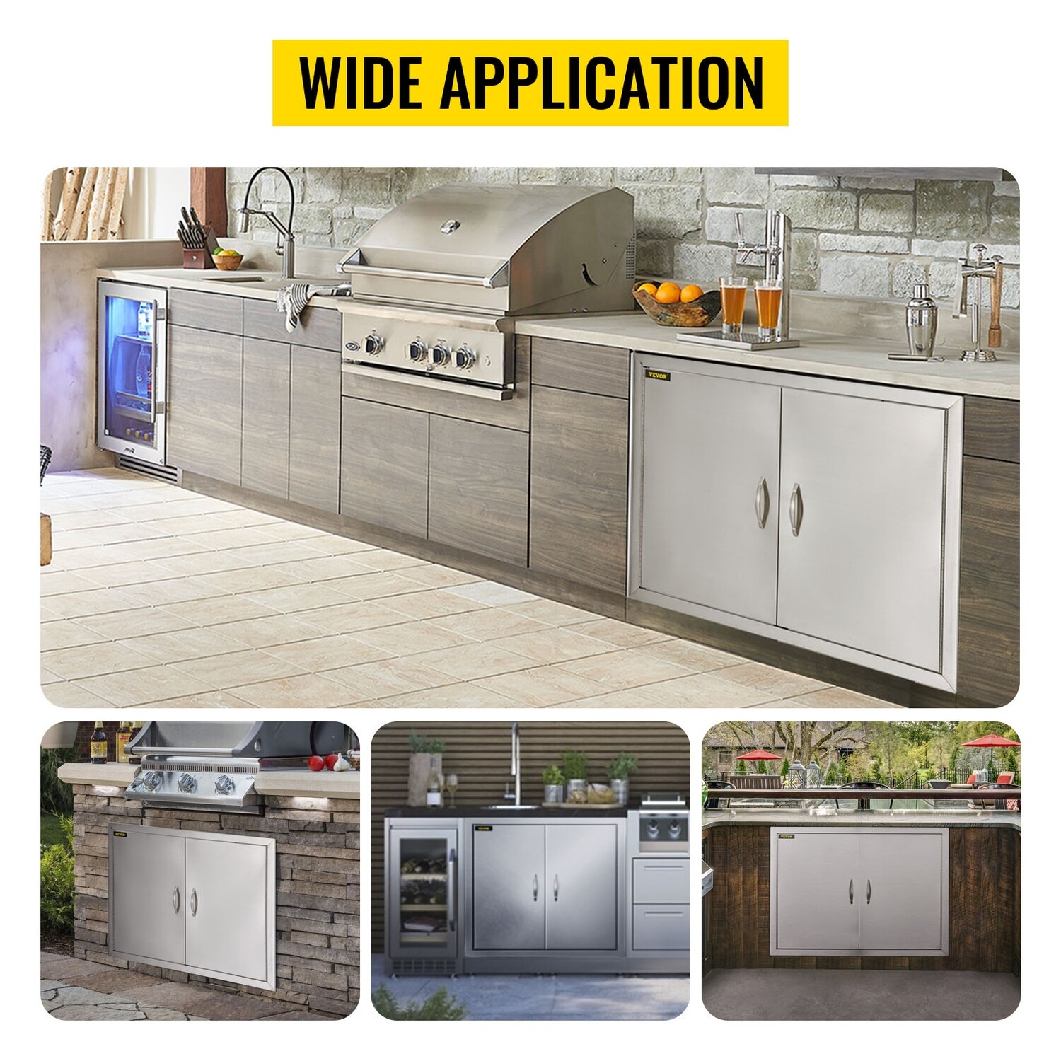 BBQ Kitchen Stainless Steel Double-Walled Door – 24&quot;H x 31&quot;W for Durable Outdoor Kitchen Storage