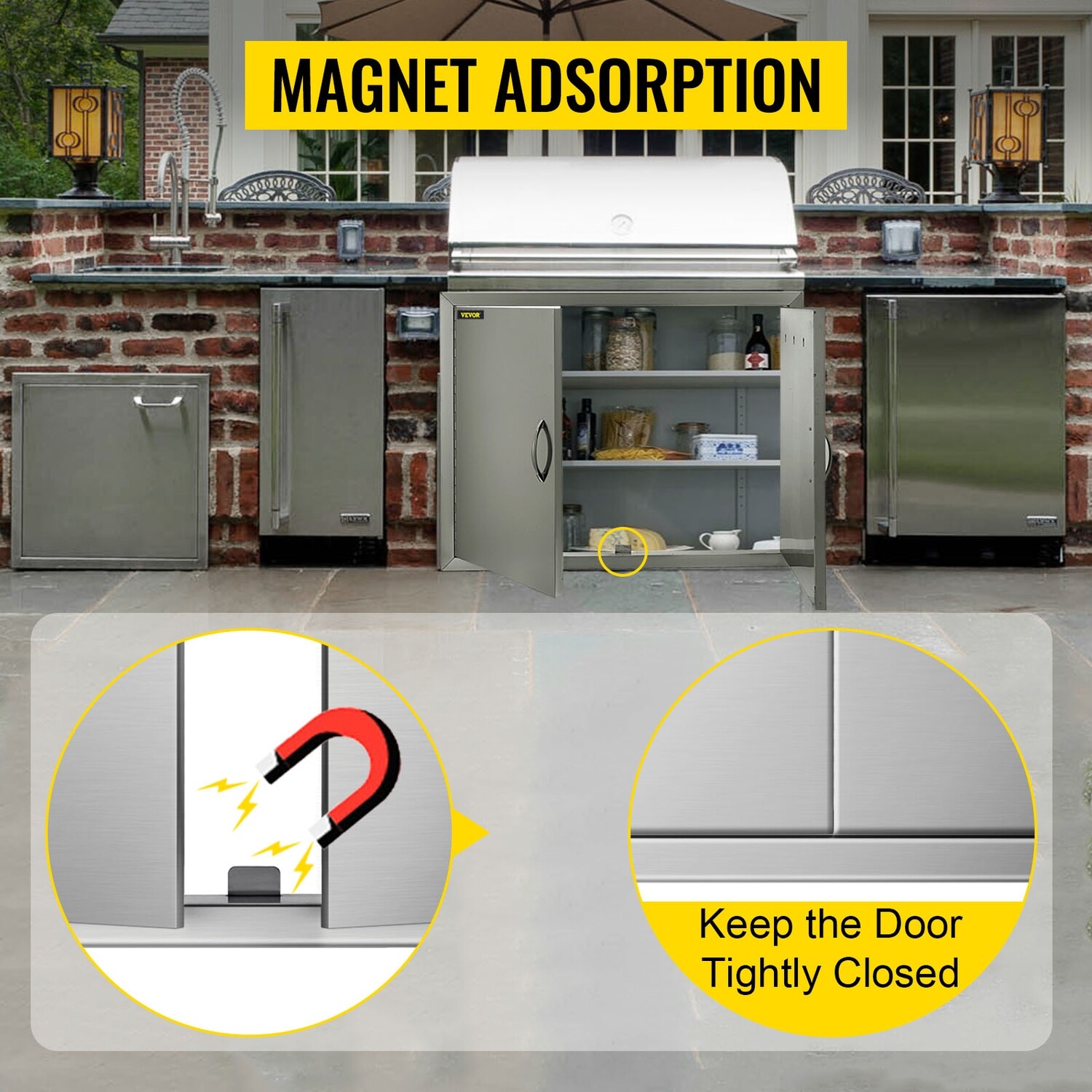 BBQ Kitchen Stainless Steel Double-Walled Door – 24&quot;H x 31&quot;W for Durable Outdoor Kitchen Storage