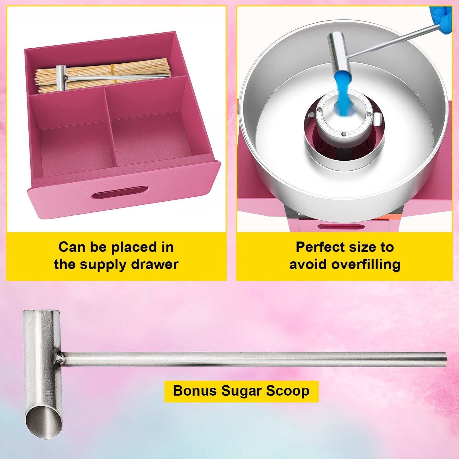Commercial 21-Inch Stainless Steel Cotton Candy Floss Machine Tray – Food-Grade