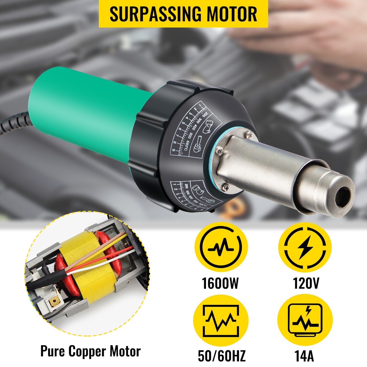 Hot Air Welding Tool Kit with 8 PVC Welding Guns, 1600W for Roofing and Professional Welding Projects