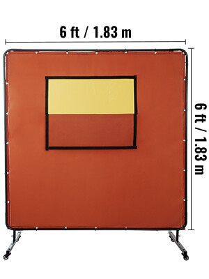 Drywall Curtain Fiberglass Welding Screen – 6&#39; x 6&#39; Frame with Viewing Window and Casters for Mobility and Protection